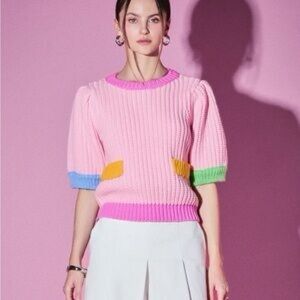 English Factory Pink Ribbed Knit Sweater